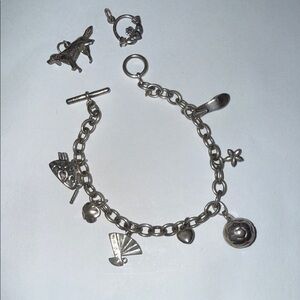 Silver Charm Bracelet with Animal and Heart Charms